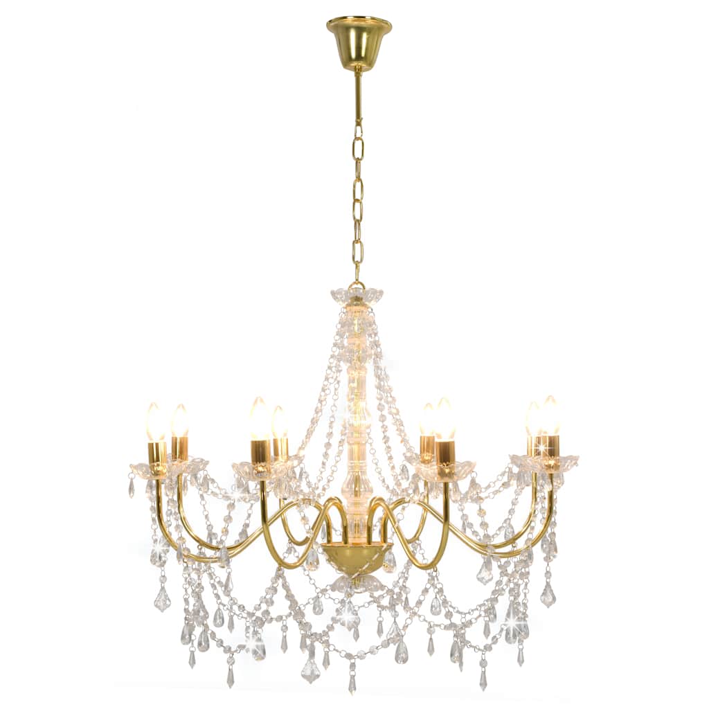 Chandelier Vidaxl avec perles 8Xe14 Gold colorés