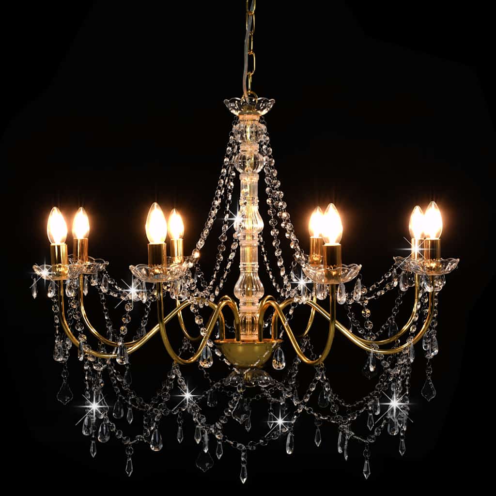 Chandelier Vidaxl avec perles 8Xe14 Gold colorés