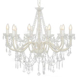 Chandelier Vidaxl avec perles 12Xe14 blanc - afbeelding 1