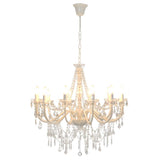 Chandelier Vidaxl avec perles 12Xe14 blanc - afbeelding 2