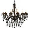 Chandelier Vidaxl avec des perles 12xe14 noir