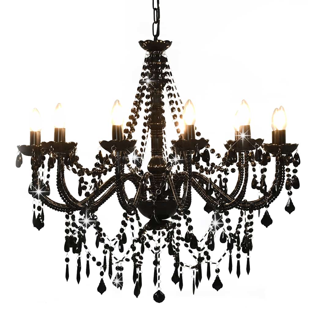 Chandelier Vidaxl avec des perles 12xe14 noir