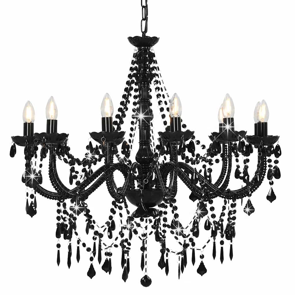 Chandelier Vidaxl avec des perles 12xe14 noir