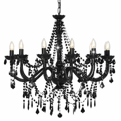 Chandelier Vidaxl avec des perles 12xe14 noir