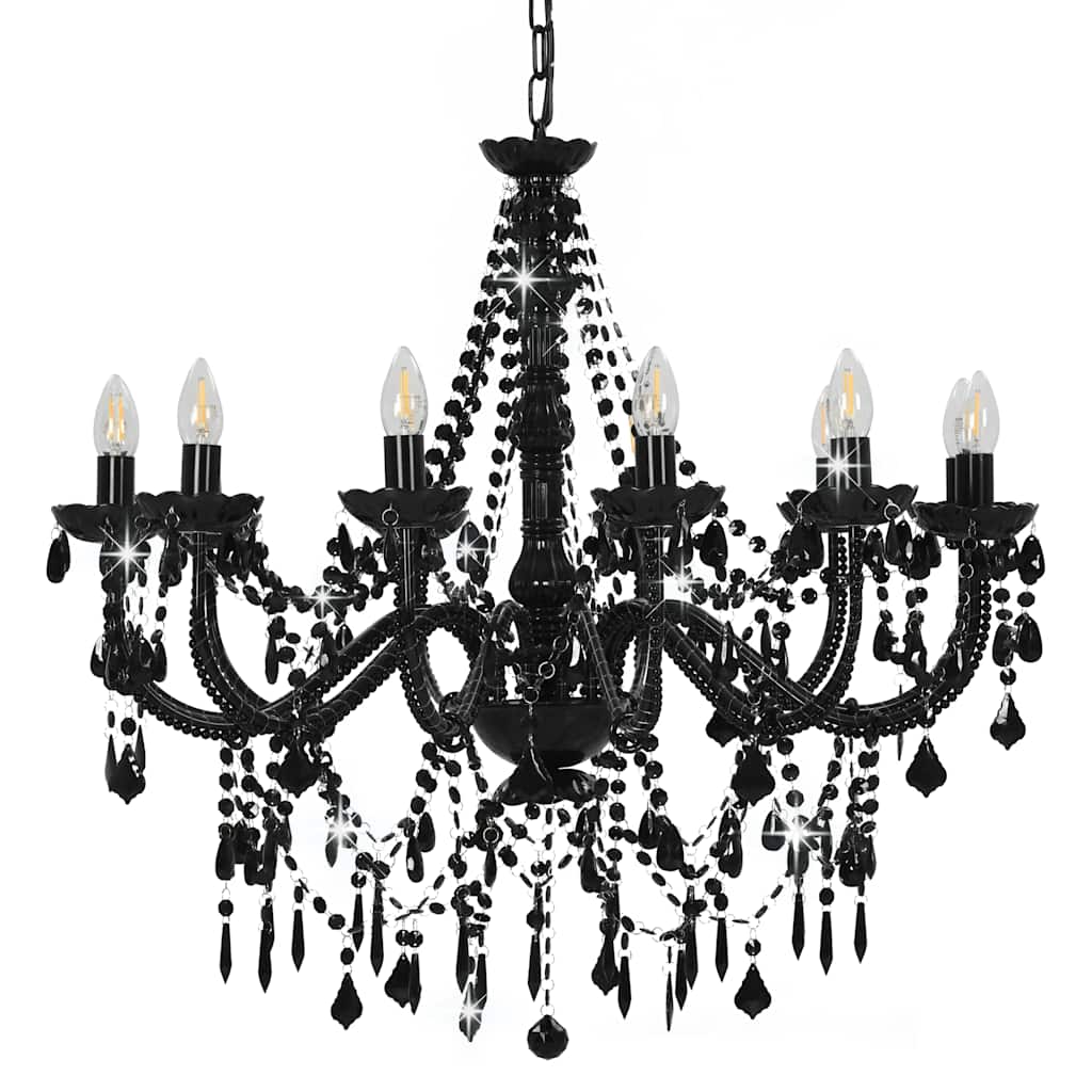 Chandelier Vidaxl avec des perles 12xe14 noir
