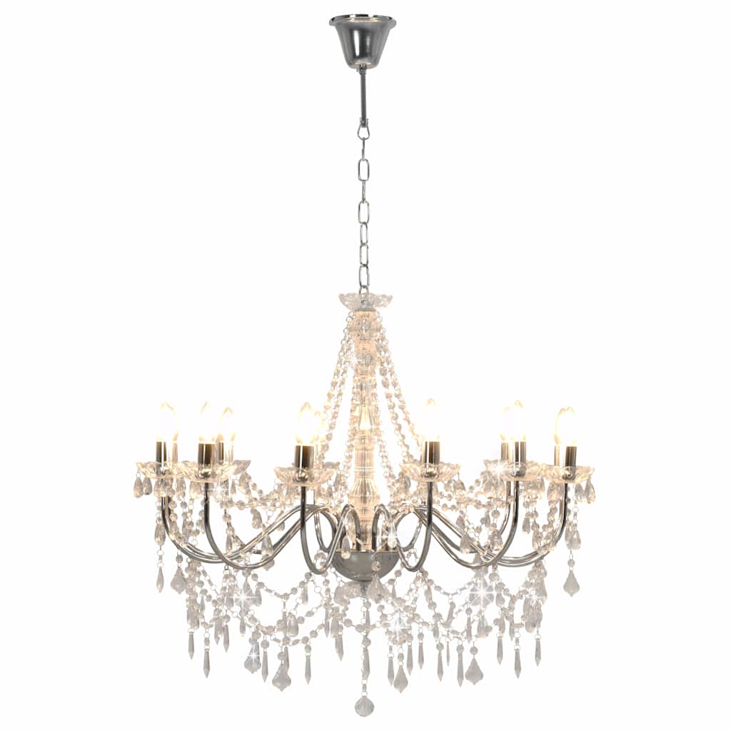 Chandelier Vidaxl avec perles 12xe14 Couleurs en argent