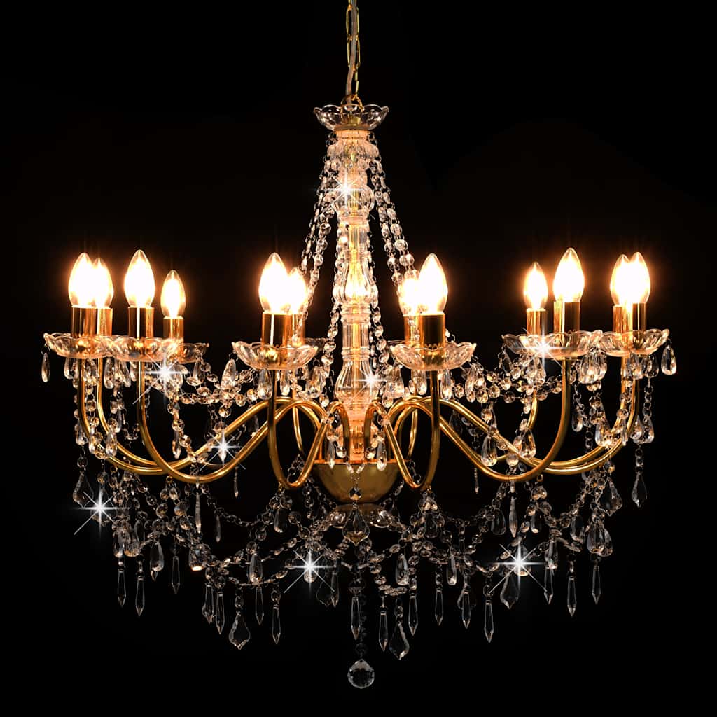 Lustre vidaxl avec perles 12xe14 colorés en or