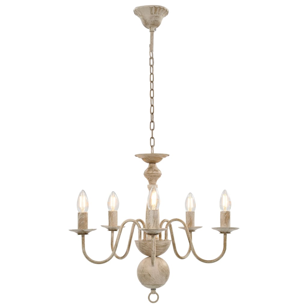 Vidaxl lustre 5xe14 antique blanc