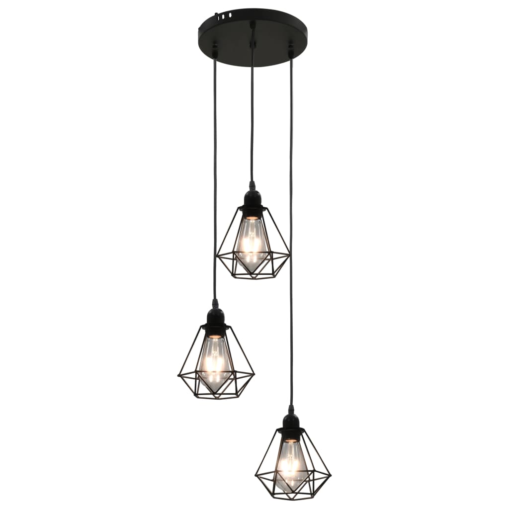 Vidaxl Plafond Lampe à forme de diamant 3xe27 noir