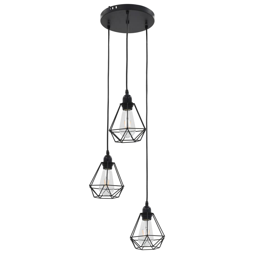 Vidaxl Plafond Lampe à forme de diamant 3xe27 noir