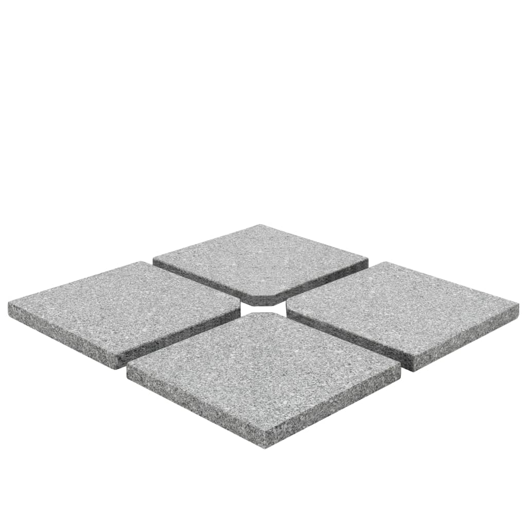 Vidaxl parasol Plaques de football 4 pcs carrés 100 kg de granit gris