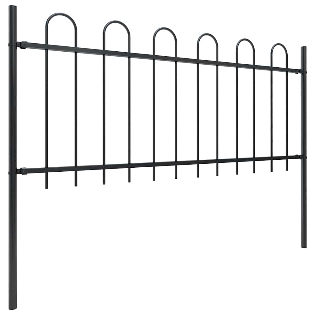 Vidaxl Garden Fence avec un haut rond 1,8 m en noir