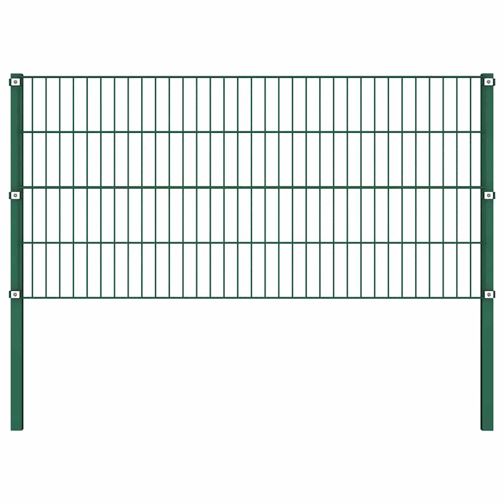 Panneau de clôture Vidaxl avec des poteaux de 1,7x0,8 m vert fer