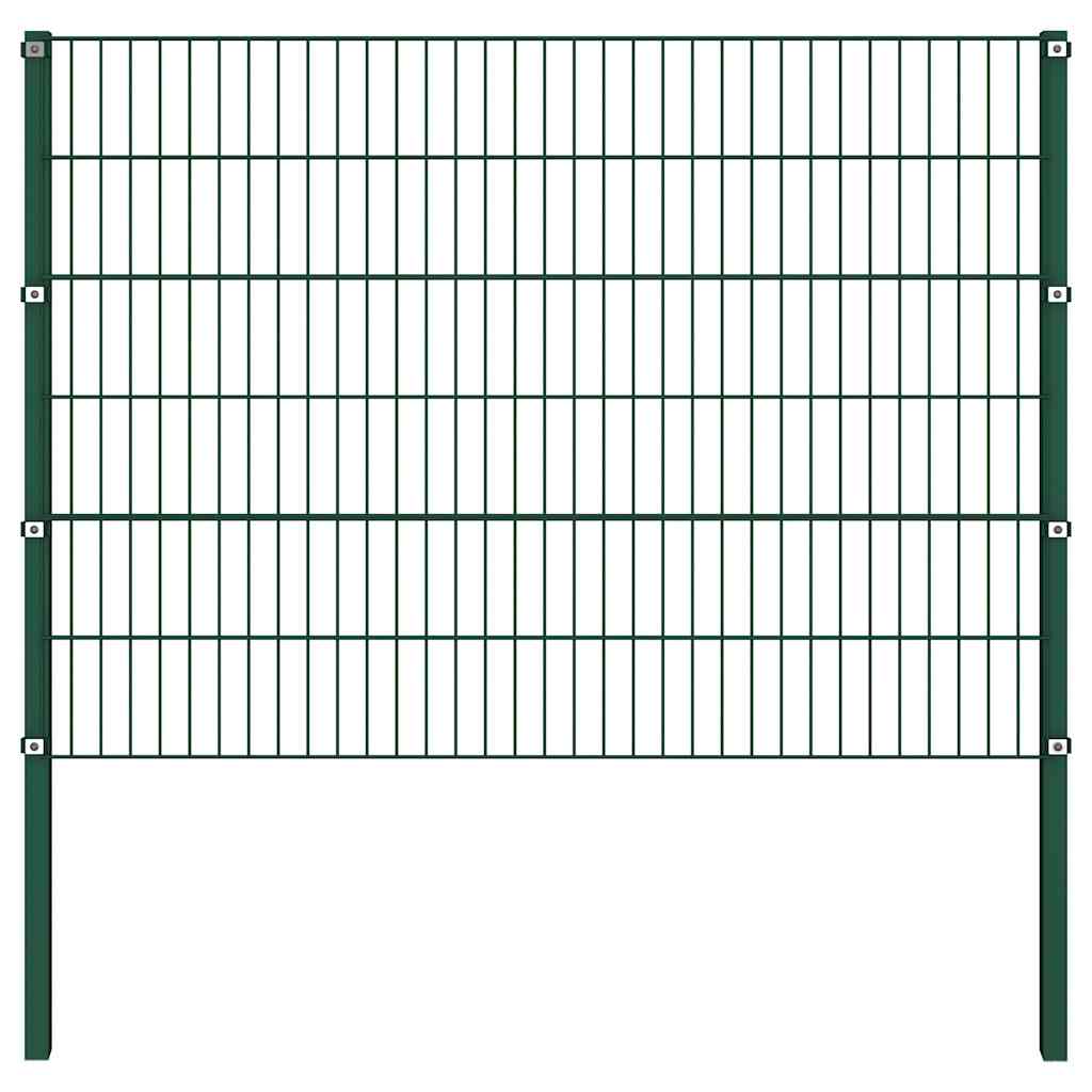 Panneau de clôture Vidaxl avec des poteaux de 1,7x1,2 m vert fer