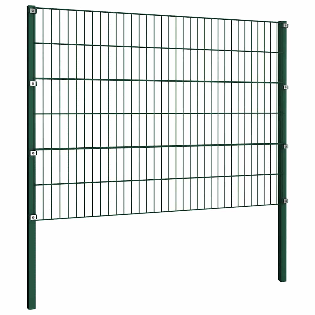 Panneau de clôture Vidaxl avec des poteaux de 1,7x1,2 m vert fer