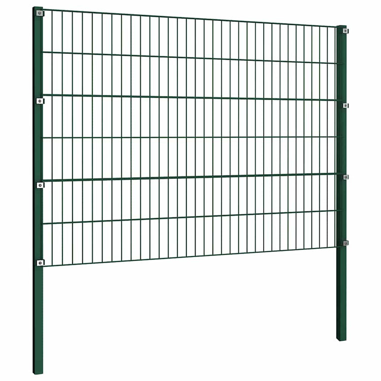 Panneau de clôture Vidaxl avec des poteaux de 1,7x1,2 m vert fer