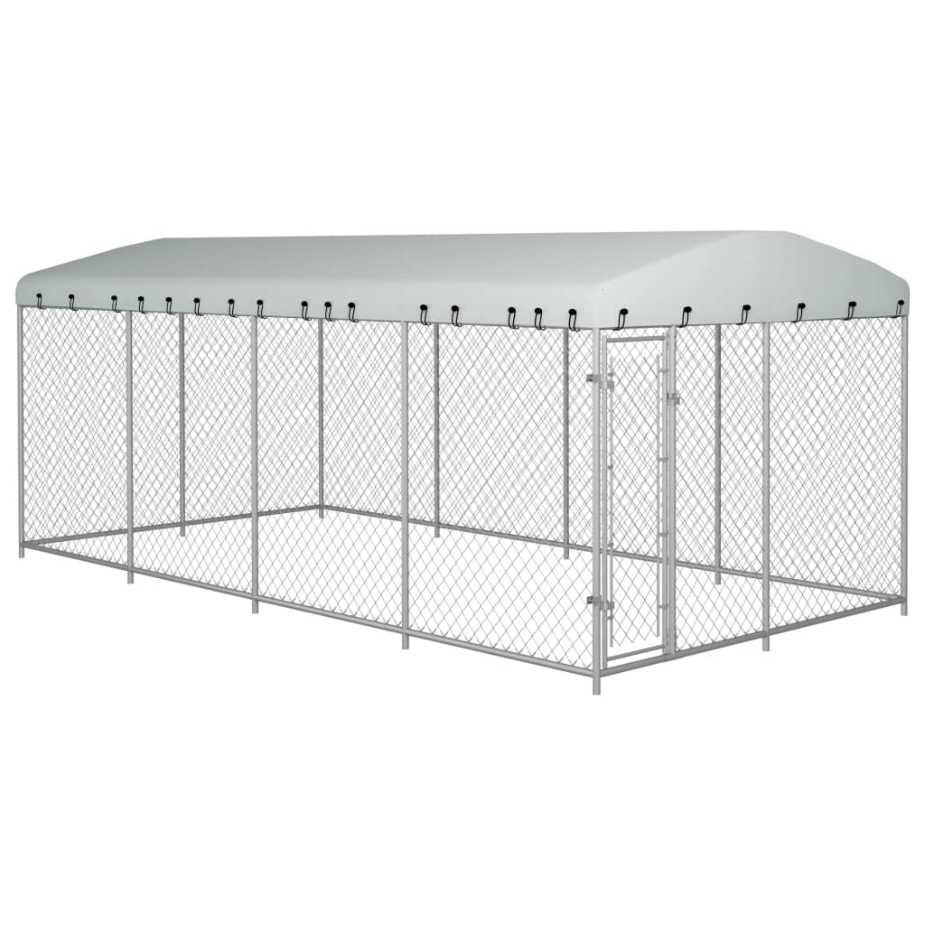 Vidaxl Chienne de chien pour l'extérieur avec toit 7.6x3.8x2,3 m
