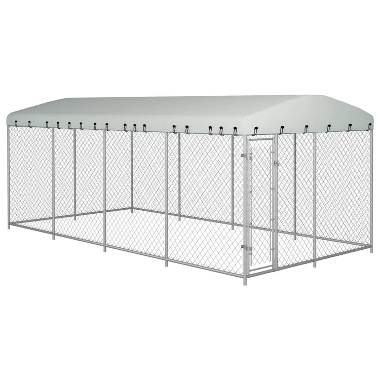 Vidaxl Chienne de chien pour l'extérieur avec toit 7.6x3.8x2,3 m