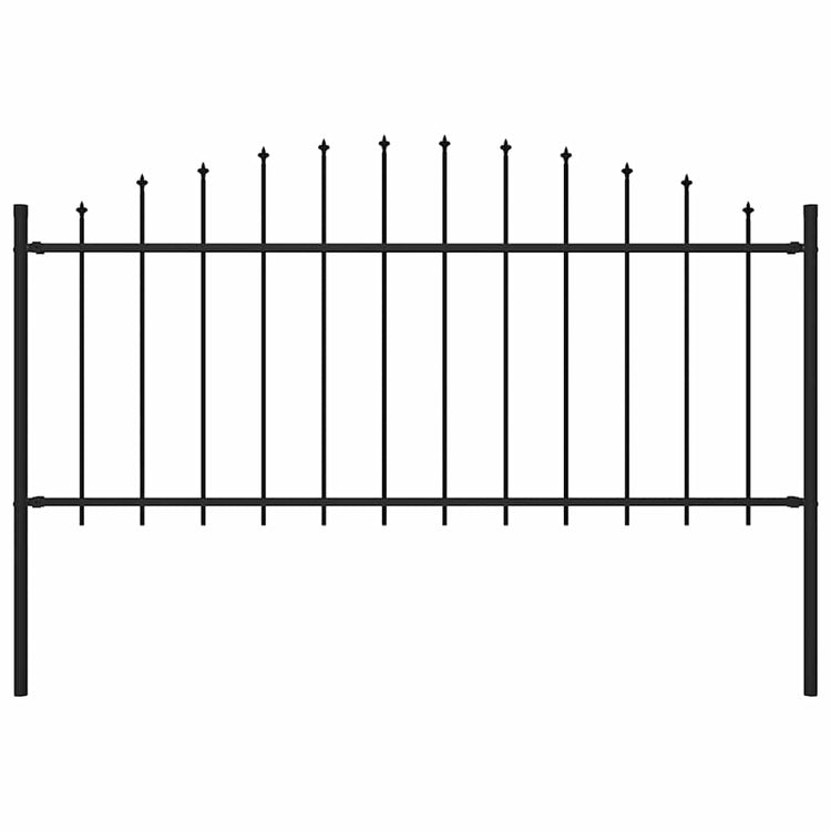 Vidaxxl clôture de jardin avec pointe de lance (0,5-0,75)x1,7 m acier noir