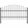 Clôture de jardin vidaxl avec haut de lance (0,75-1) x1,7 m en noire en acier