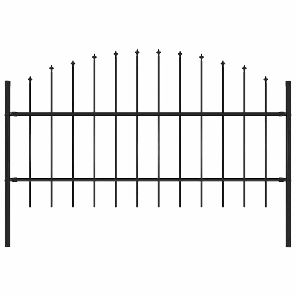 Clôture de jardin vidaxl avec haut de lance (0,75-1) x1,7 m en noire en acier