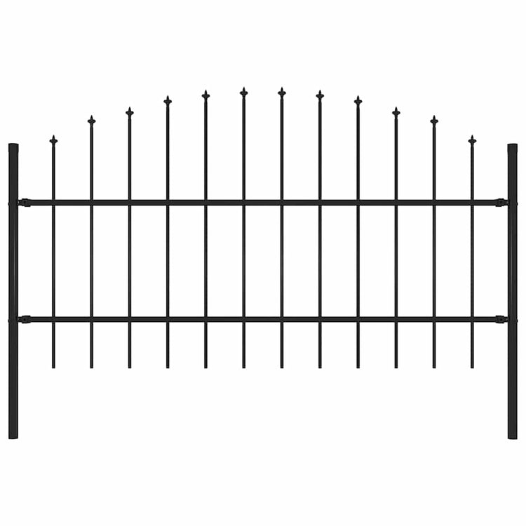 Clôture de jardin vidaxl avec haut de lance (0,75-1) x1,7 m en noire en acier