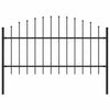 Vidaxl Garden Fence with Spears Top (1-1.25) x1,7 m en acier noir