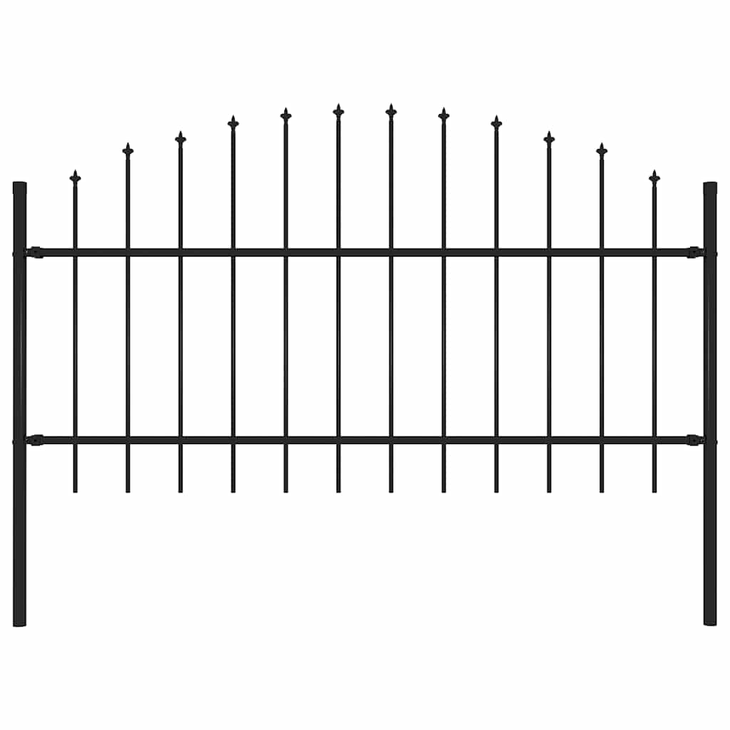 Vidaxl Garden Fence with Spears Top (1-1.25) x1,7 m en acier noir