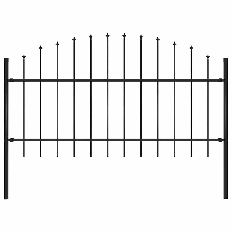 Vidaxl Garden Fence with Spears Top (1-1.25) x1,7 m en acier noir