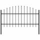 Vidaxl Garden Fence with Spears Top (1-1.25) x1,7 m en acier noir