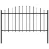 Vidaxl Garden Fence with Spears Top (1,25-1,5) x1,7 m en acier noir