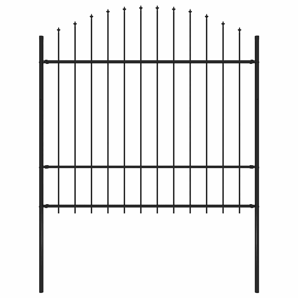 Vidaxl Garden Fence with Spears Top (1,5-1.75) x1,7 m Steel noir