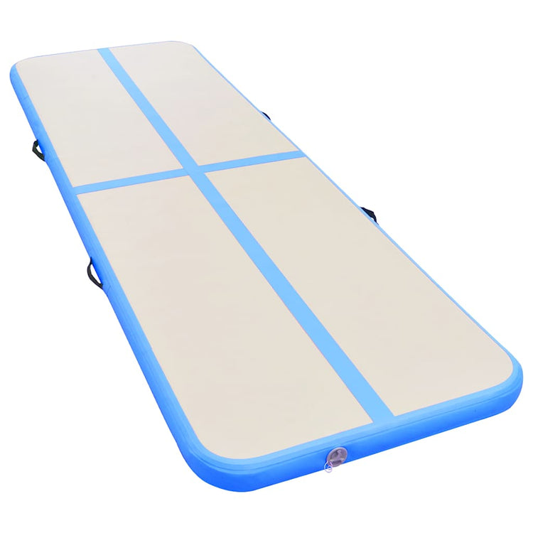 Mat de gymnastique Vidaxl avec pompe gonflable 600x100x10 cm en PVC bleu