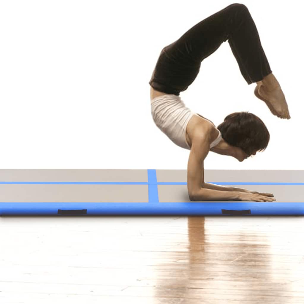 Mat de gymnastique Vidaxl avec pompe gonflable 600x100x10 cm en PVC bleu