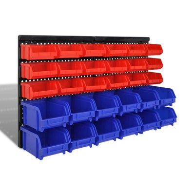 Rack de rangement Vidaxl 30 pièces pour le mur bleu et rouge