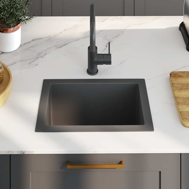 Puits vidaxl à la main en acier inoxydable noir