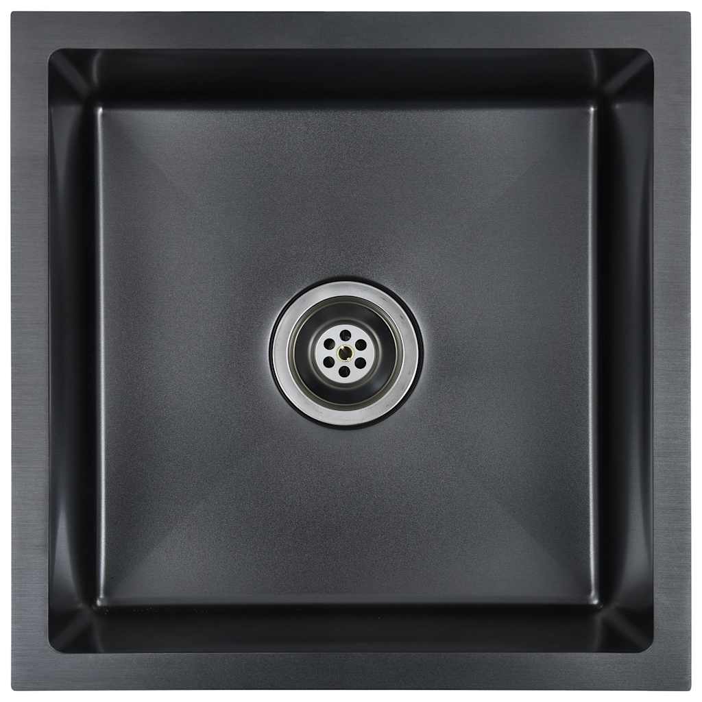 Puits vidaxl à la main en acier inoxydable noir