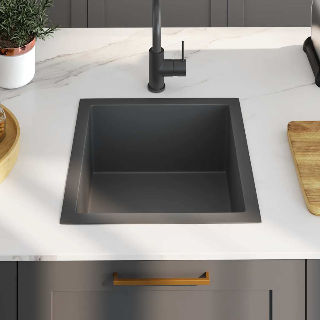 Puits vidaxl à la main en acier inoxydable noir