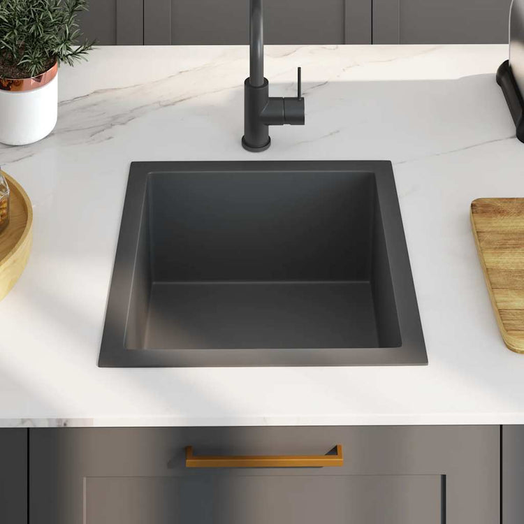 Puits vidaxl à la main en acier inoxydable noir