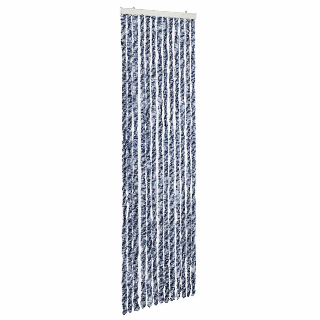 Vidaxl Fly Curtain 56x185 cm CHENILLE Bleu, blanc et argent