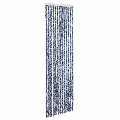 Vidaxl Fly Curtain 56x185 cm CHENILLE Bleu, blanc et argent
