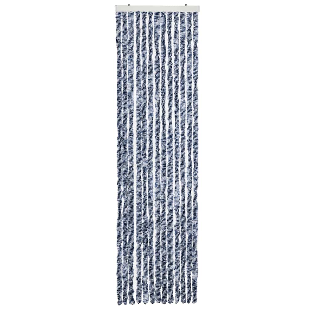 Vidaxl Fly Curtain 56x185 cm CHENILLE Bleu, blanc et argent