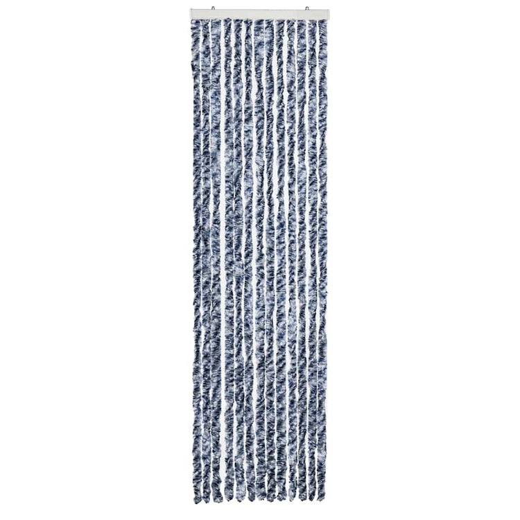 Vidaxl Fly Curtain 56x185 cm CHENILLE Bleu, blanc et argent