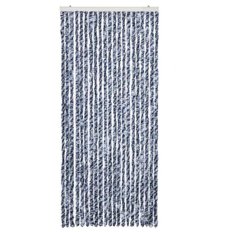 Vidaxl Fly Curtain 90x220 cm CHENILLE BLEU, BLANC ET ARGENT