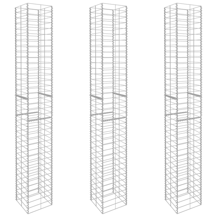 Vidaxl schans paniers 3 ST 25x25x197 cm en acier galvanisé