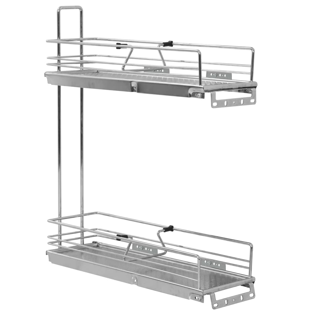 Vidaxl Wire Basket Kitchen extensible 2 couches 47x15x54.5 cm de couleur argentée