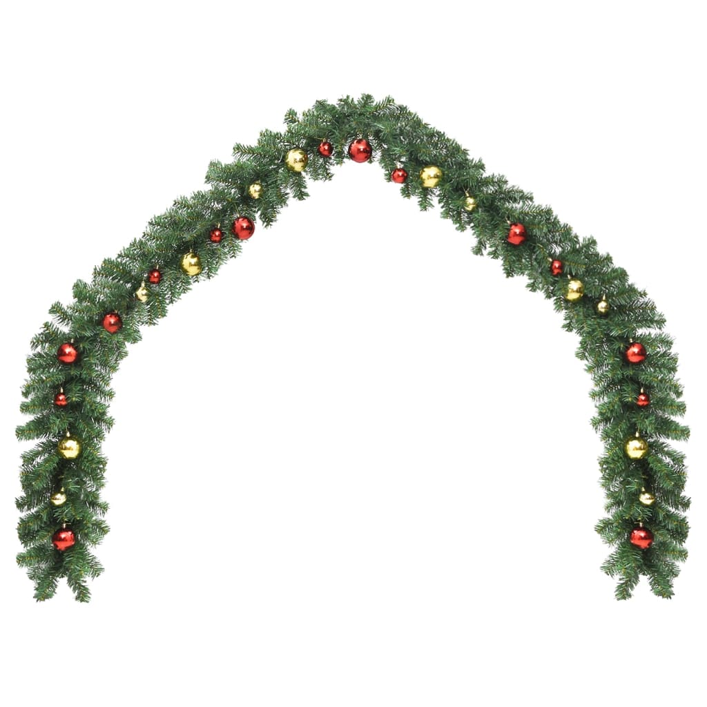 Vidaxl Garland de Noël décoré de balles de Noël 5 m