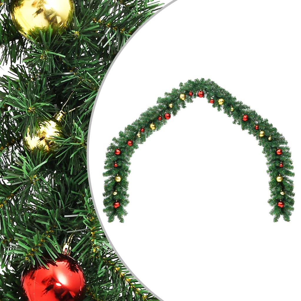 Vidaxl Garland de Noël décoré de balles de Noël 20 m