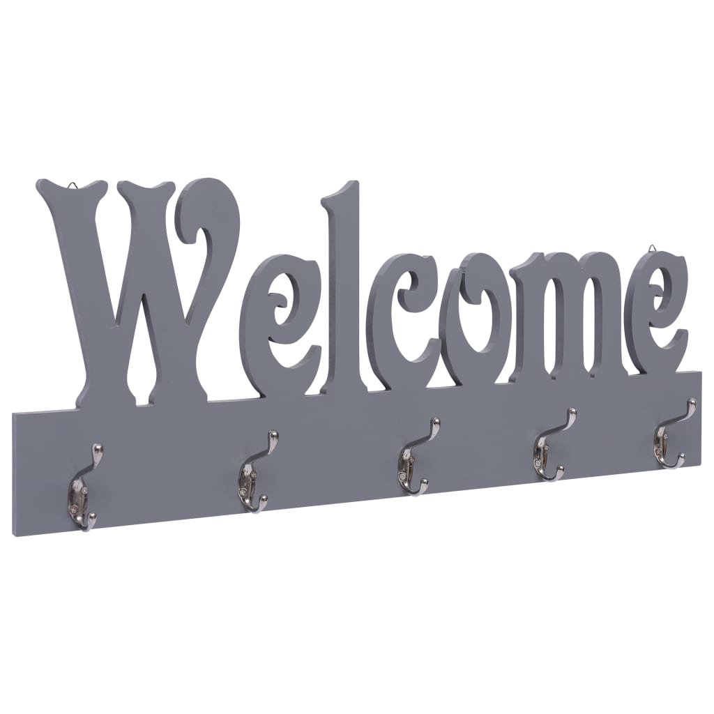 Vidaxl Wall Coat Rack Bienvenue 74x29,5 cm Gray