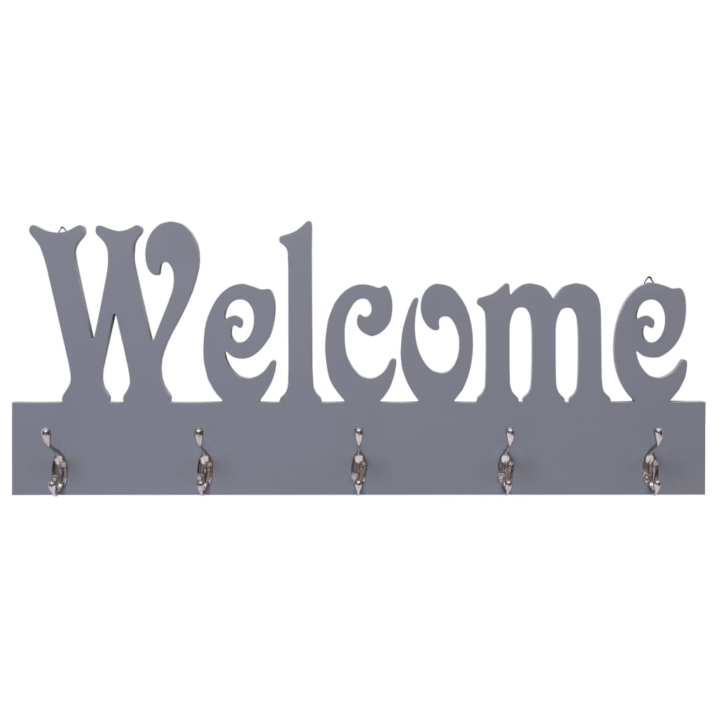Vidaxl Wall Coat Rack Bienvenue 74x29,5 cm Gray